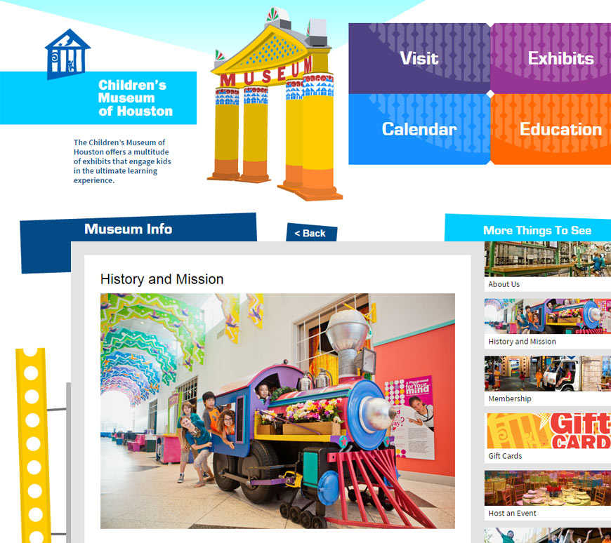 Children's Museum of Houston Website: Detail Page
