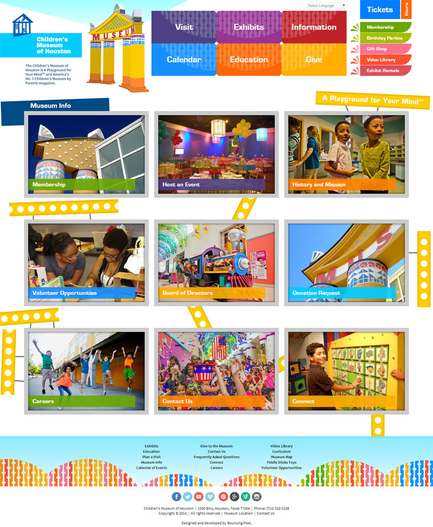 Children's Museum of Houston Website: Desktop Layout