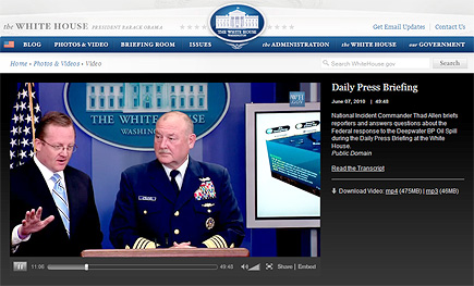 White House Briefing on BP Gulf Oil Spill