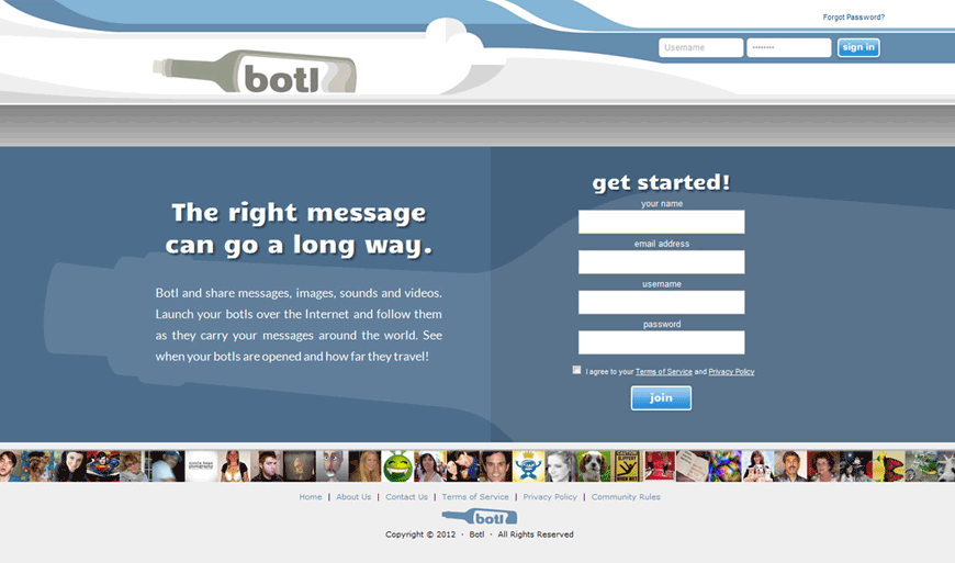 Botl.com Website - Login Page