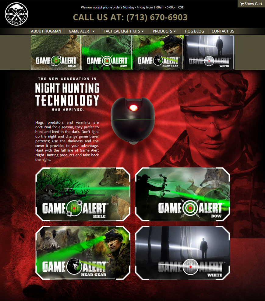 Hogman Outdoors Ecommerce Website For Game Alert Products Bouncing Pixel